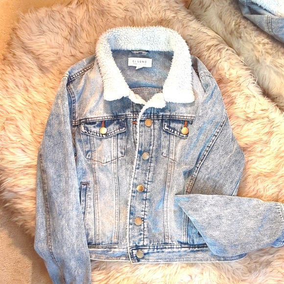 Sherpa lined denim jacket - Picture 1 of 4